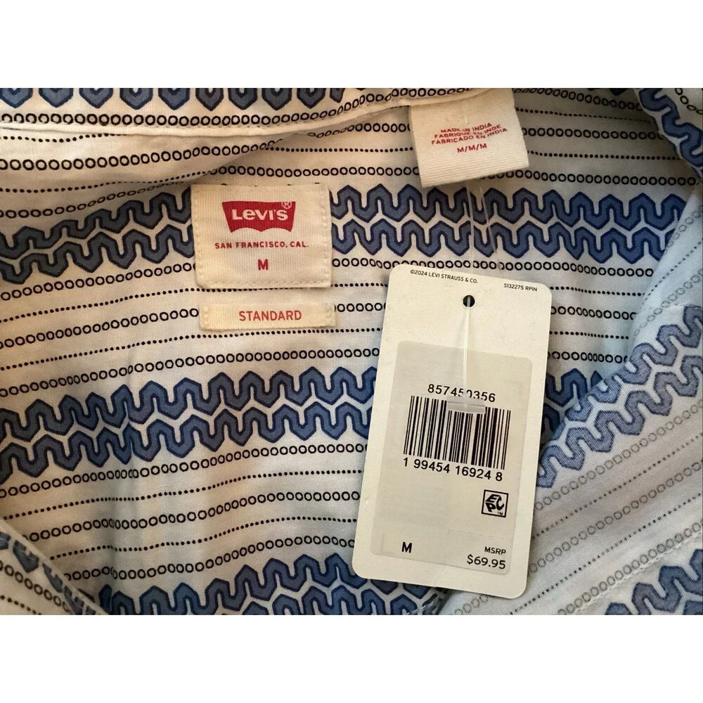 levis shirt pearl snap medium men striped western cowboy